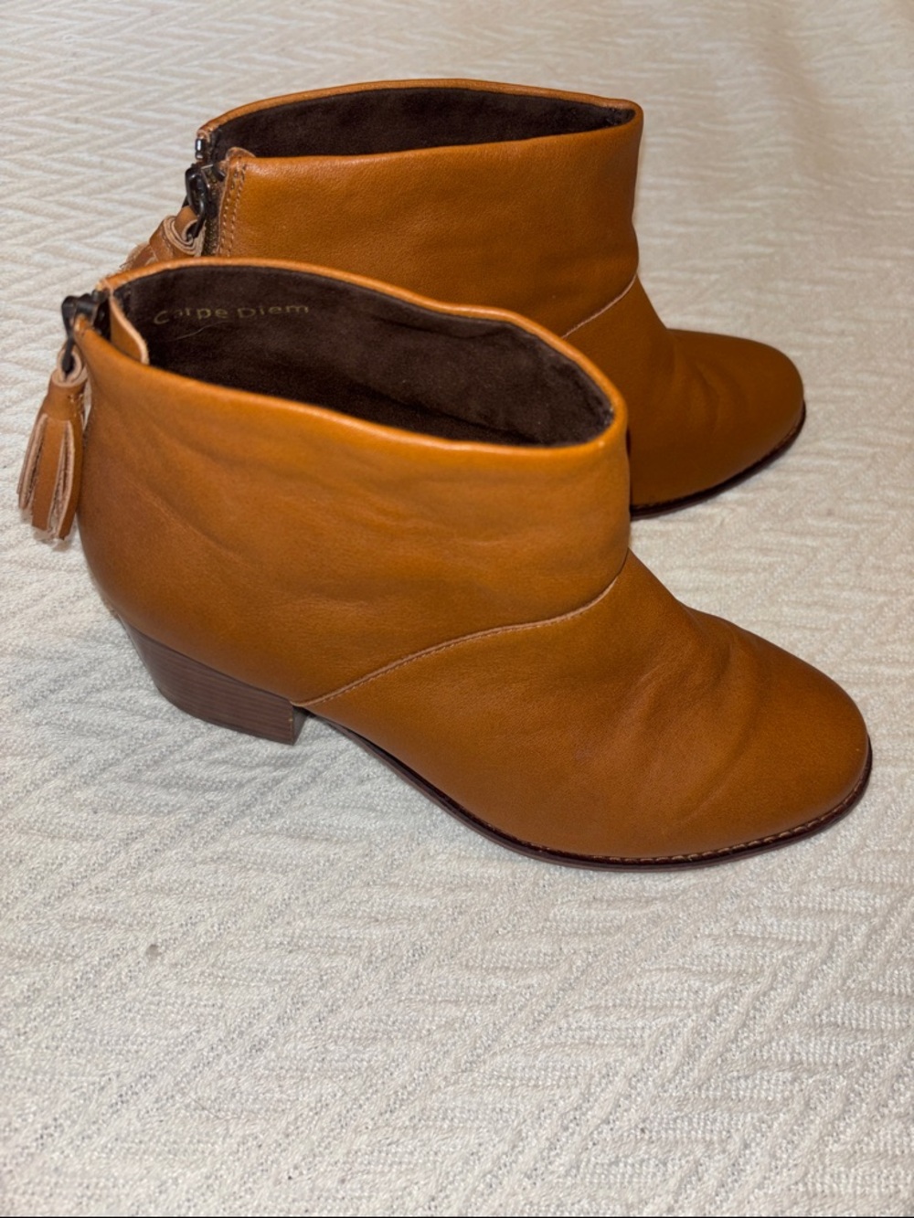 TOMS Carpe Diem Brown Leather Ankle Booties